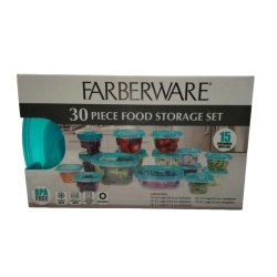 30 Piece Food Storage Set Teal Farberware
