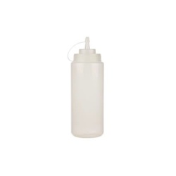 32OZ CLEAR WIDE MOUTH SQUEEZE BOTTLES WITH LID 1/PK x 24/CS
