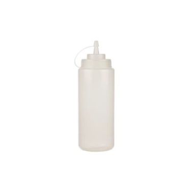 32OZ CLEAR WIDE MOUTH SQUEEZE BOTTLES WITH LID 1/PK x 24/CS