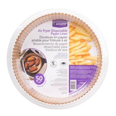 AirFryer Paper Liner 50-pc 20cm dia. X 4.5cm, clamshell Luciano
