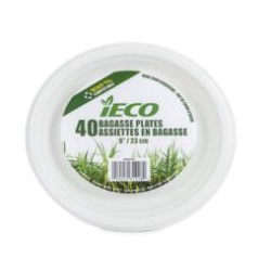 BAGASSE PLATE 9 40/PK iECO"
