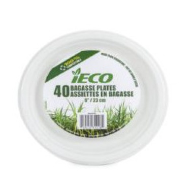 BAGASSE PLATE 9 40/PK iECO
