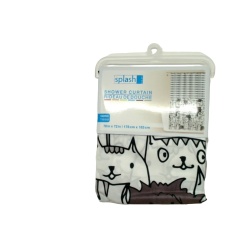 Fabric Shower Curtain Covert Kitties Black & White 70 X 72" Splash Home"