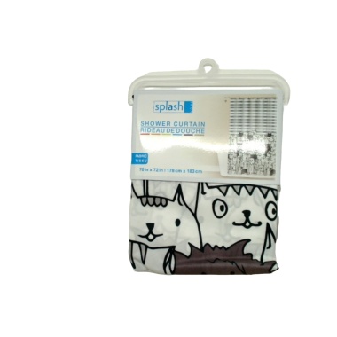 Fabric Shower Curtain Covert Kitties Black & White 70 X 72