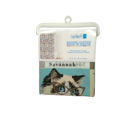 PEVA Shower Curtain Cats & Glasses Grey 70 x 72