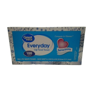 Facial Tissues 2 Ply 100 Tissues Great Value Everyday