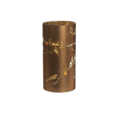 Led Cylinder Glass Stand Bird Bronze 3.54 X 3.54