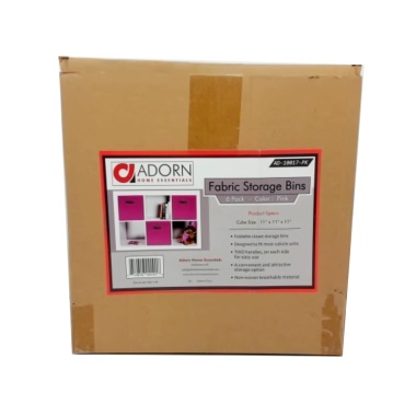 Fabric Storage Bin 6pk. Pink 11 x 11