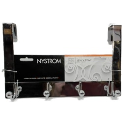 Over The Door 4 Hook Bar Chrome 12.5 x 7-15/16" Nystrom"
