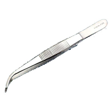 Forceps, medium point, 115mm 4.5, curved, stain