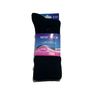 Socks Diabetic Women's 3pk. Black Medi Tech Size 6-10