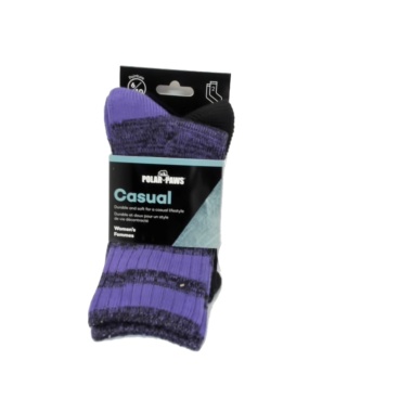 Socks Women's Casual 2pk. Purple/Black Polar Paws