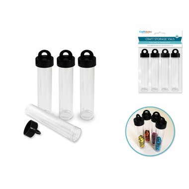 Craft/Bead Storage 4pk 4 Round Tube Vials w/Screw Hang Cap