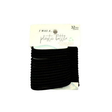 Hair Elastics 32pk. Black Recycled Material Scunci