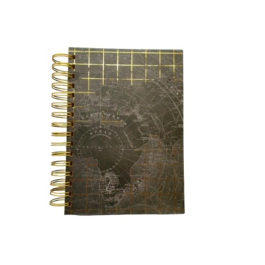 Journal Hardcover Spiral Bound Grid Map Design 250pg.