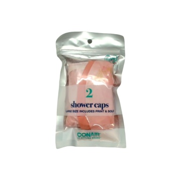 Shower Caps 2pk. Large Size Print & Solid Conair
