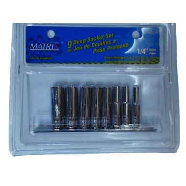 9pc 1/4 Deep Socket Set Metric
