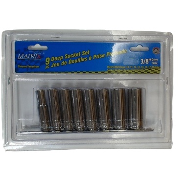 9pc 3/8 Deep Socket Set Metric