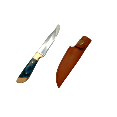 Mini Hunting Knife 3 Clip Point Blade Green Handle W/snap Close Sheath