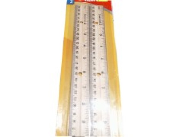 2 Pk. 30cm./12 Wood Rulers with Metal Edge\