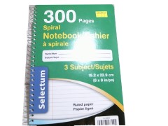 6x9 Exercise Coil Book 3 Subject,300 pages