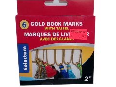 Gold Fashion Tassel Book marks 6pk. Selectum Ass't Colours