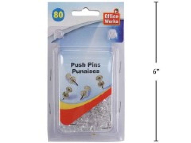 Push Pins clear 80 in a box