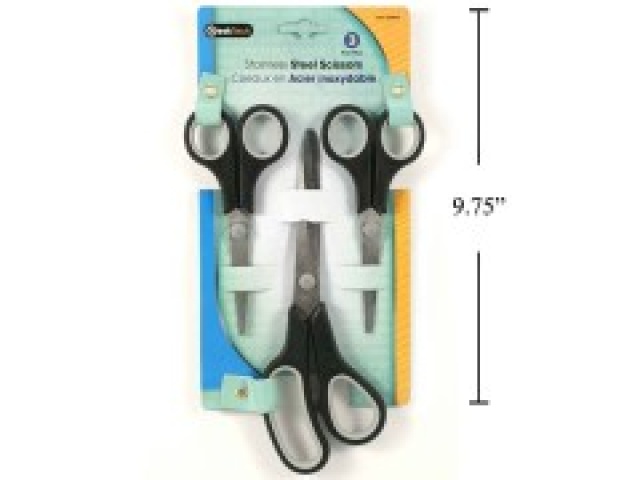 Scissors stainless steel 3 pc set desktech black/grey handles
