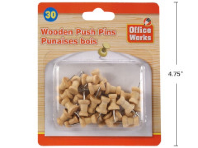 Wooden push pins 30 pack