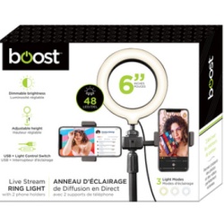 Dual Phone Mount LED Ring Light w/ 6 Boost"