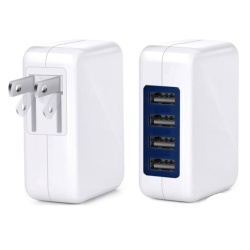 USB Wall Charger 4 Port - ETL Certified - 3A Fast Charger w/Smart Chip assorted colours