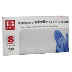 Synguard Nitrile Exam Gloves 100pk. Small Blue