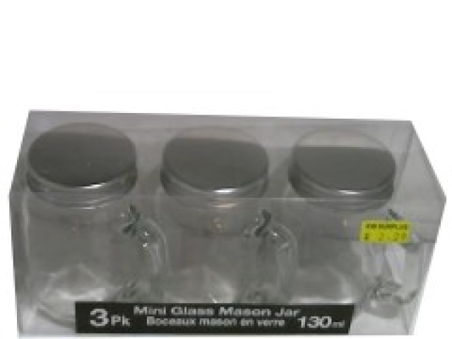 130ml.3pk. Mini Glass Mason Jars
