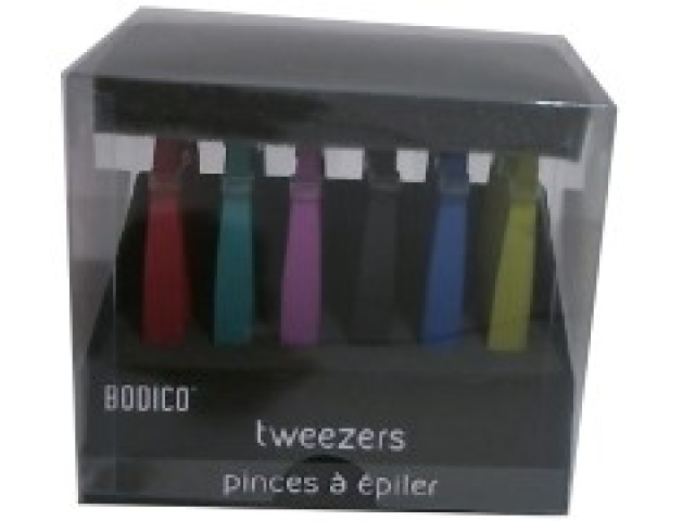 Bodico Tweezers w/Eva Coating ,6 colors,24 display