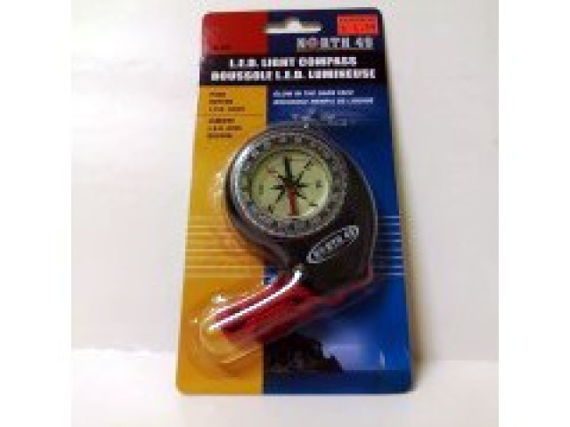 Compass with led light and glow in the dark face