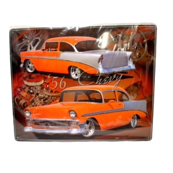 Metal Sign 12x15" 1956 Orange Chevy"