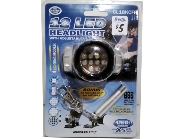 Headlight 12 LED with adjustable headstrap with bonus keychain flashlight