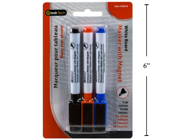 Whiteboard marker with magnet and eraser 3 colours desk tech