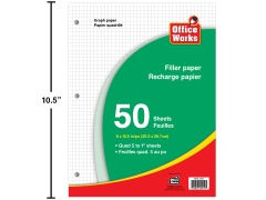 Graph paper 8x10.5 inch 1/5 inch 50 sheets office works