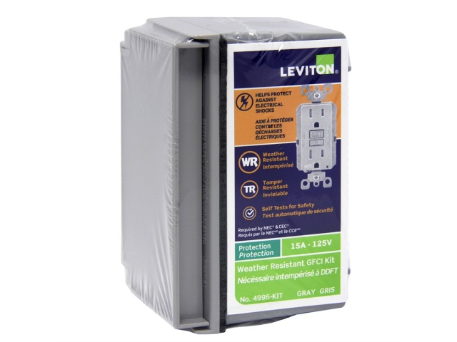 Weather resistant GFCI receptacle kit Leviton