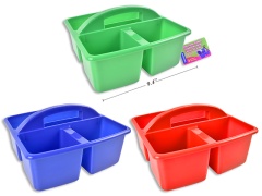 CLASSROOM CADDY 9.37X9.37X5 ASST COLORS W/HANDLE 3 SECTIONS ( 1 LARGE + 2 SMALL (23.8*23.8*12.5CM)