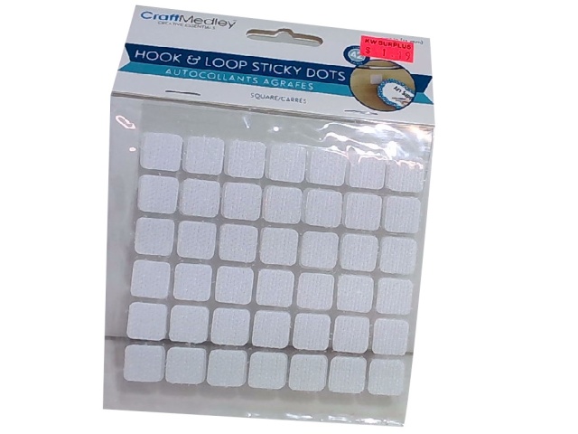 3D Hook & Loop Sticky Dots 1/2 Square 42prs. Dual-Adhesive\