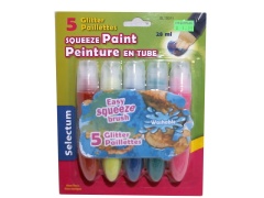 5 Pack Glitter Squeeze Paints, 28 ml.Assorted Colours