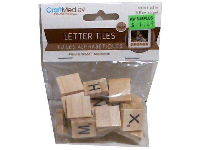 1.8CMX2CM. Letter Tiles 26/pk. Natural