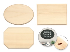 Wood Decor: 6.5x10 Plaques Rect/Oval/Cut-Away Asst 3styles 8 Each x 3 Styles