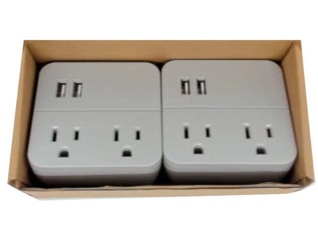 Wall Tap Grey 2pk. 2 Outlet w/2 USB Cordinate (or $6.99ea)
