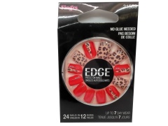 Press-On Nails 24pk. Red & Leopard Print Fing'rs