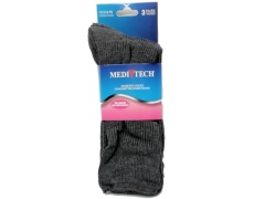 Socks Diabetic Women's 3pk. Charcoal Medi Tech Size 6-10