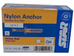 Nylon Anchor 1/4 x 3 Hollow Wall