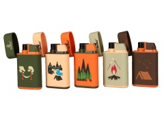 Windproof camper torch lighter - assorted colours, designs. Refillable
